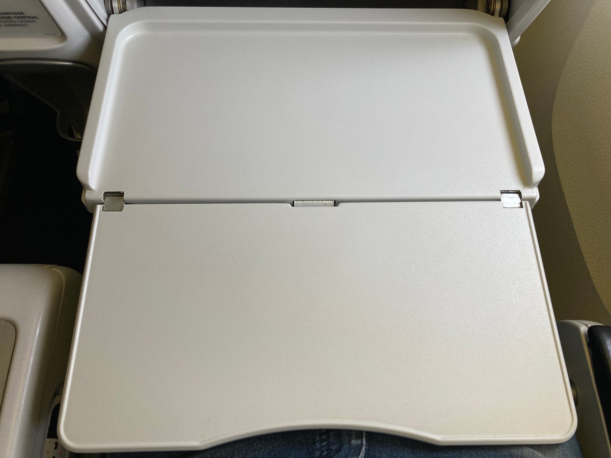 Air France Boeing 777 200 CDG JFK premium economy tray table unfolded 