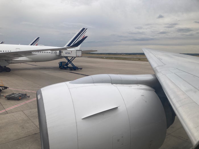 Air France Boeing 777 200 CDG JFK premium economy view from window Air France Boeing 777 200 CDG JFK premium economy view from window