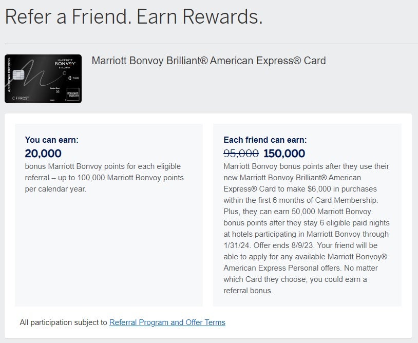 Amex Marriott Bonvoy Card Refer a Friend