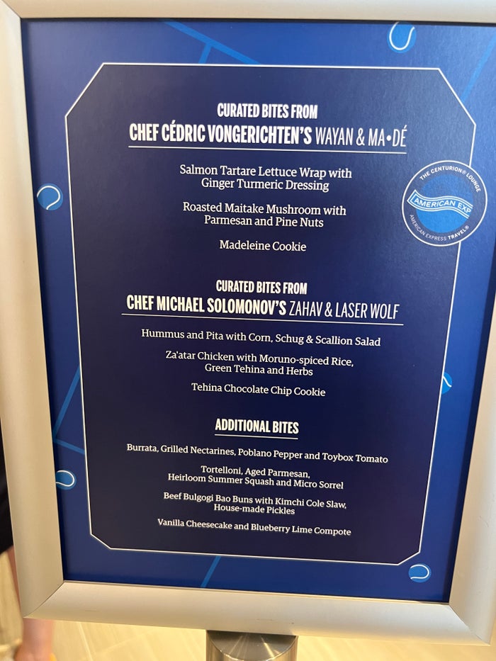 Amex US Open Centurion Menu Amex US Open Centurion Menu