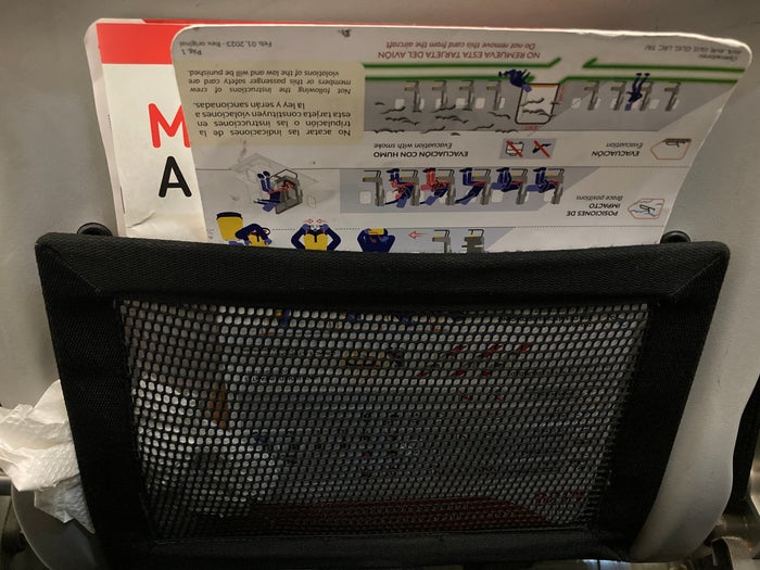 Avianca economy A320 LAX SAL seat pocket with trash