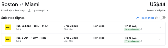 Boston to Miami in September