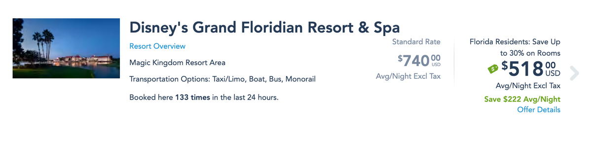 Disneys Grand Floridian Resort Spa Per Night Cost