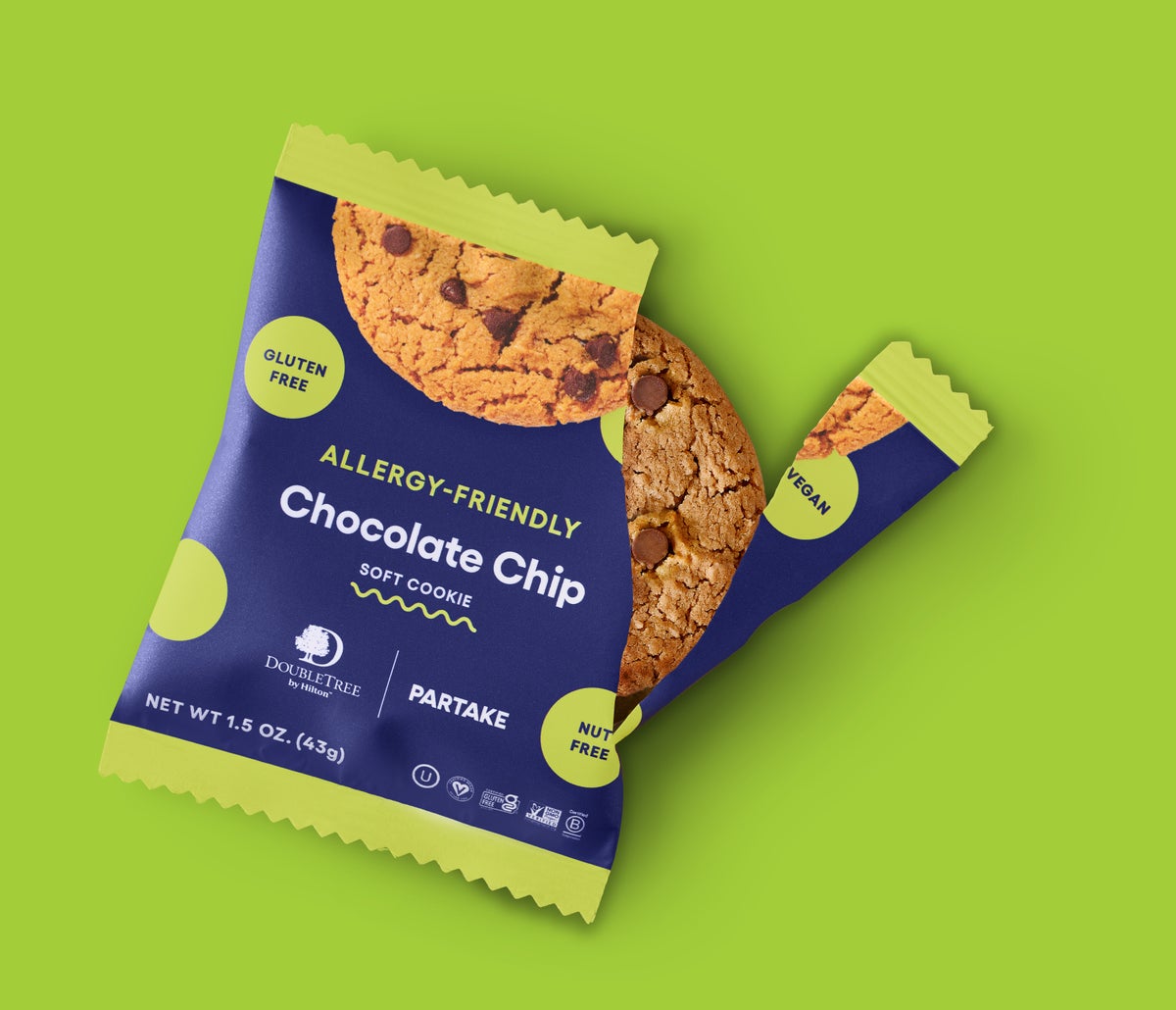 DoubleTree by Hilton Allergy friendly soft chocolate chip cookie Packaging