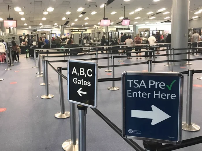 Harry Reid International Airport TSA PreCheck sign Harry Reid International Airport TSA PreCheck sign
