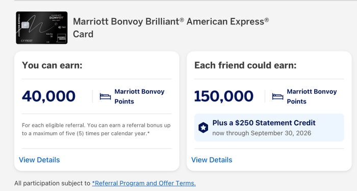 Marriott Bonvoy Brilliant Referral Offer 9/30/26