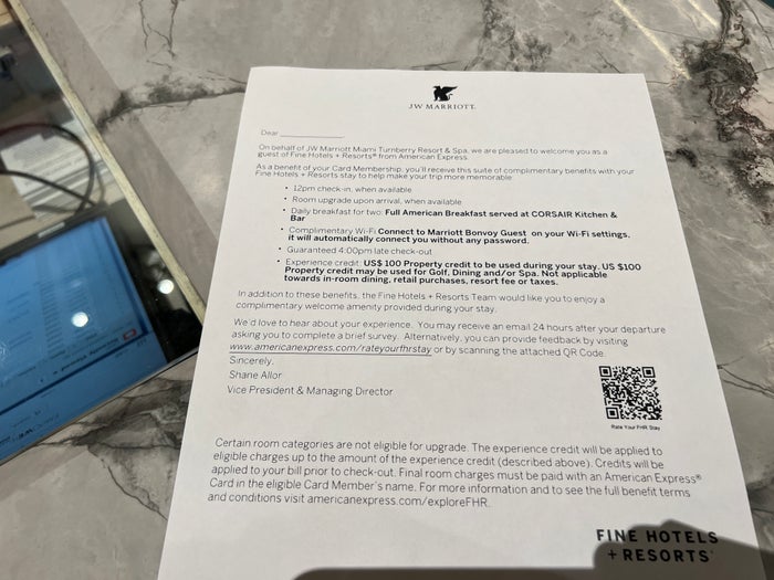 JW Marriott Turnberry FHR Benefits JW Marriott Turnberry FHR Benefits