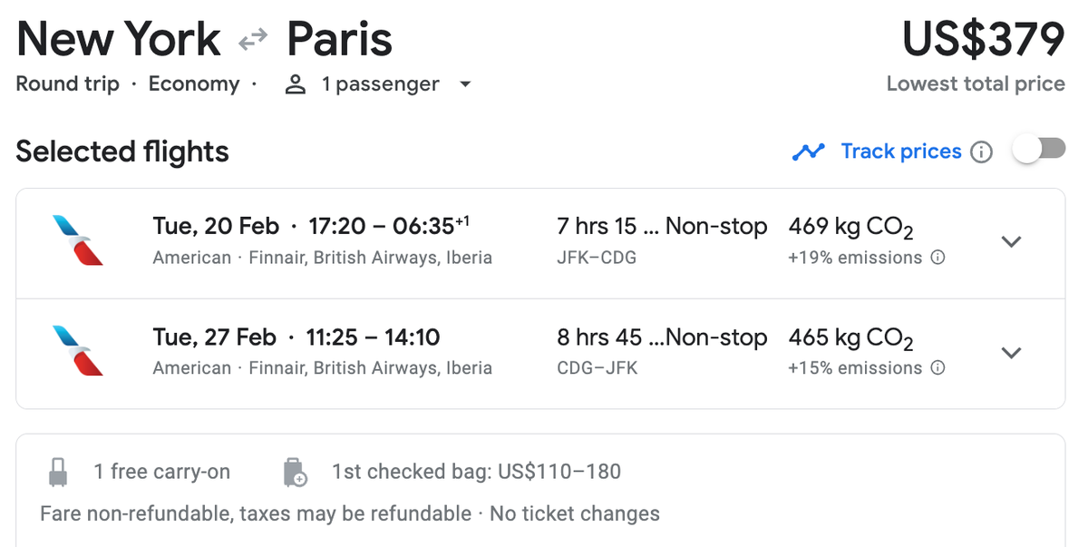 New York to Paris in February