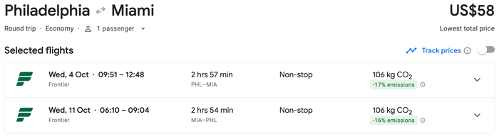 Philadelphia to Miami in October