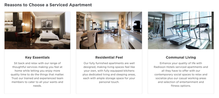 Reasons to choose Radisson Serviced Apartments Reasons to choose Radisson Serviced Apartments