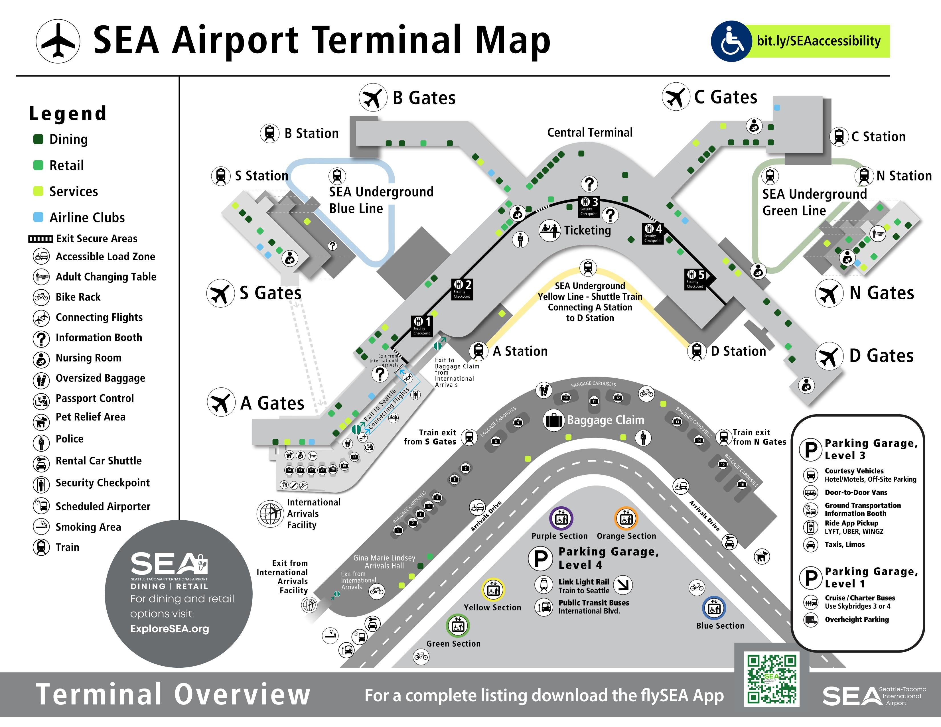 Tacoma Light Rail To Airport Shelly Lighting   SEA Terminal Map 