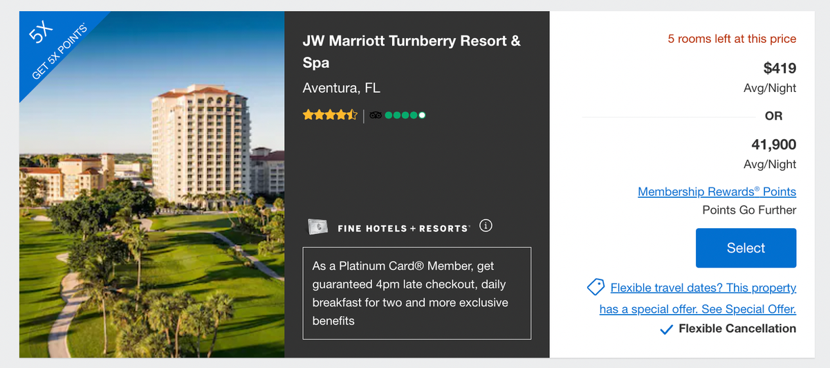 Amex FHR rate Marriott Turnberry Resort & Spa