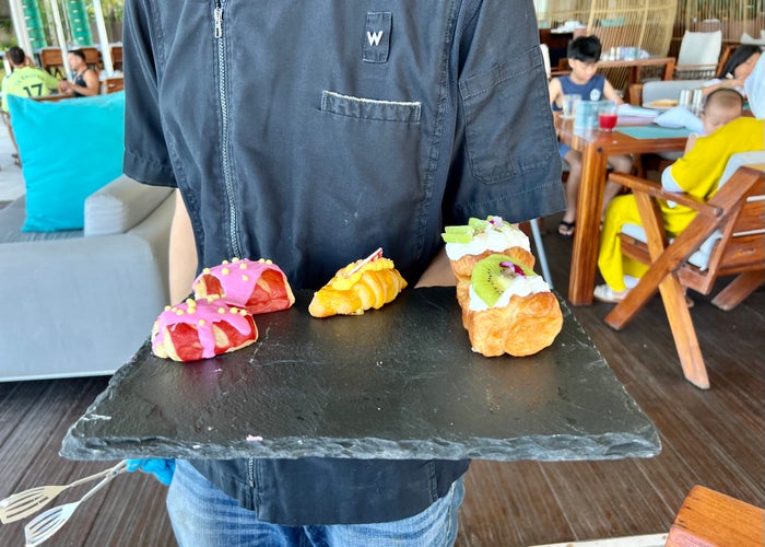 W Seminyak Bali breakfast table service pastries W Seminyak Bali breakfast table service pastries