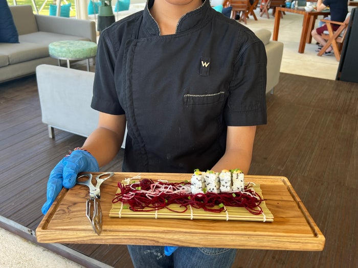 W Seminyak Bali breakfast table service sushi W Seminyak Bali breakfast table service sushi