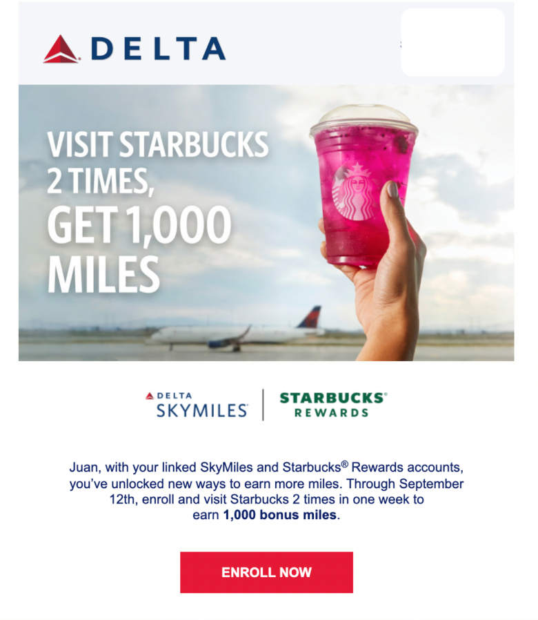 Starbucks and Delta Enroll Now Promo Page