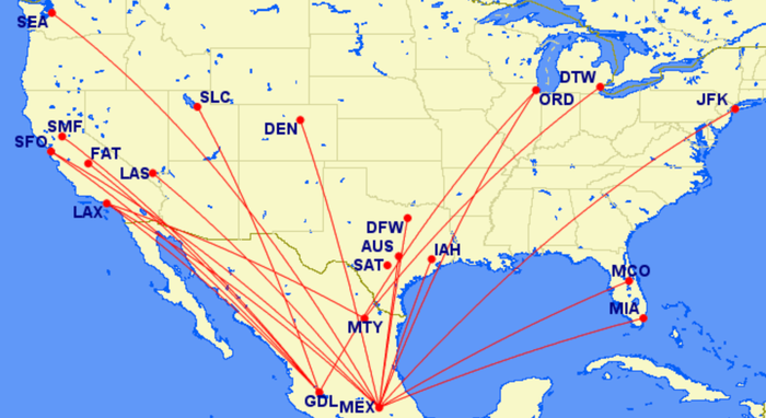 Aeromexico US Routes