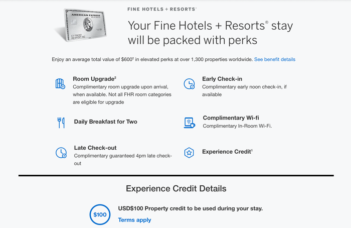 Amex FHR benefits screenshot