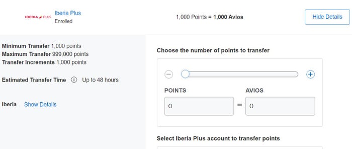 Amex to Iberia Transfer Amex to Iberia Transfer