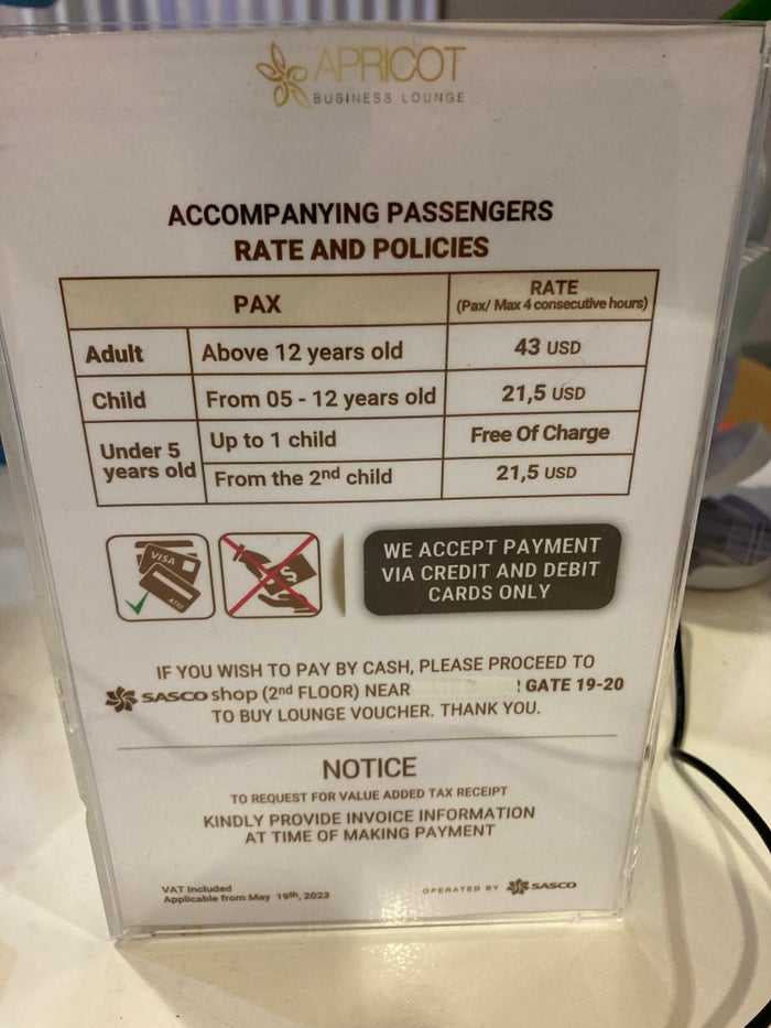 Apricot Business Lounge SGN daily rates Apricot Business Lounge SGN daily rates