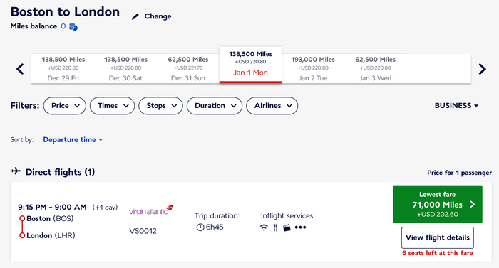 BOS to LHR business 71k BOS to LHR business 71k