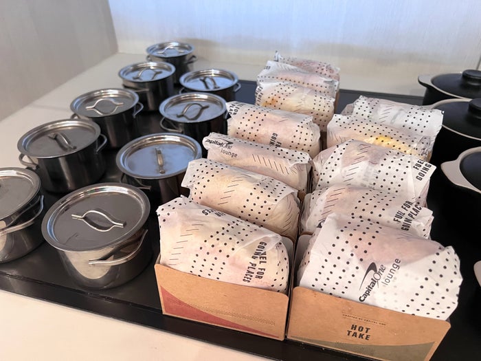 Breakfast sandwiches at Capital one Lounge Dulles Breakfast sandwiches at Capital one Lounge Dulles