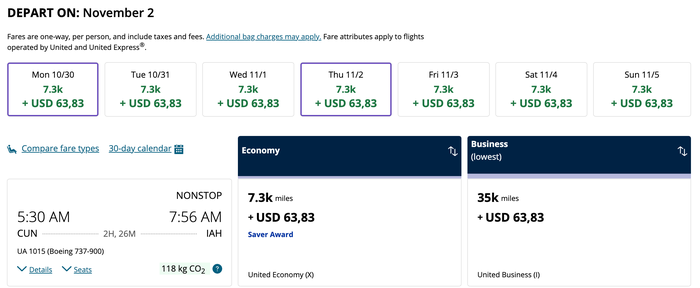Cancun to Houston in November