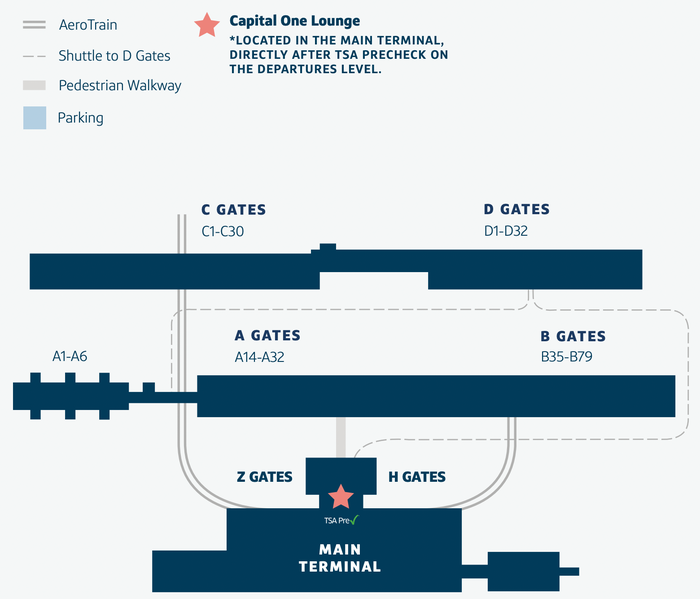 Capital One IAD lounge location map Capital One IAD lounge location map