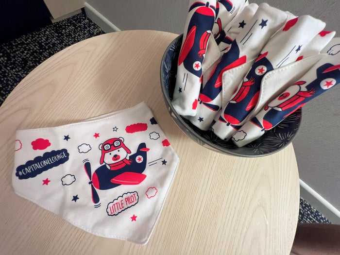 Capital One Lounge bibs at Washington Dulles Capital One Lounge bibs at Washington Dulles