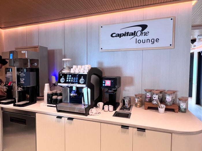 Coffee bar at Capital One Lounge IAD Washington Dulles Coffee bar at Capital One Lounge IAD Washington Dulles