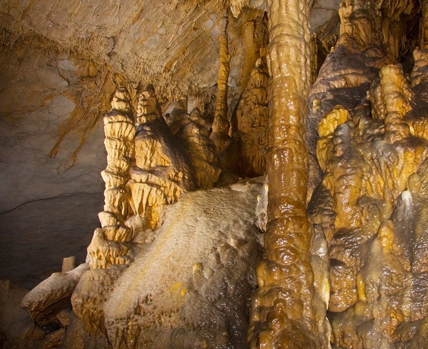 Dripstone formations in Gap Cave