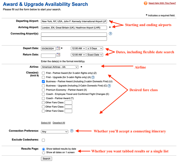 ExpertFlyer explanation of search filters ExpertFlyer explanation of search filters