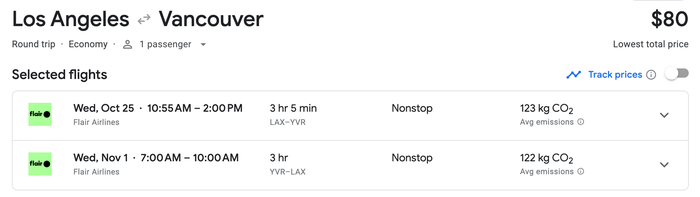 Flair LAX YVR Flair LAX YVR