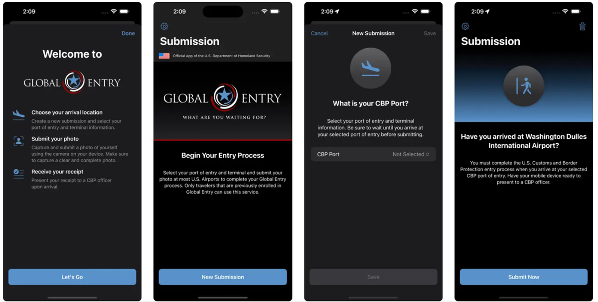 Global Entry app screenshot