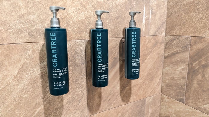 Hilton Los Angeles Universal City room bathroom shower amenities Hilton Los Angeles Universal City room bathroom shower amenities