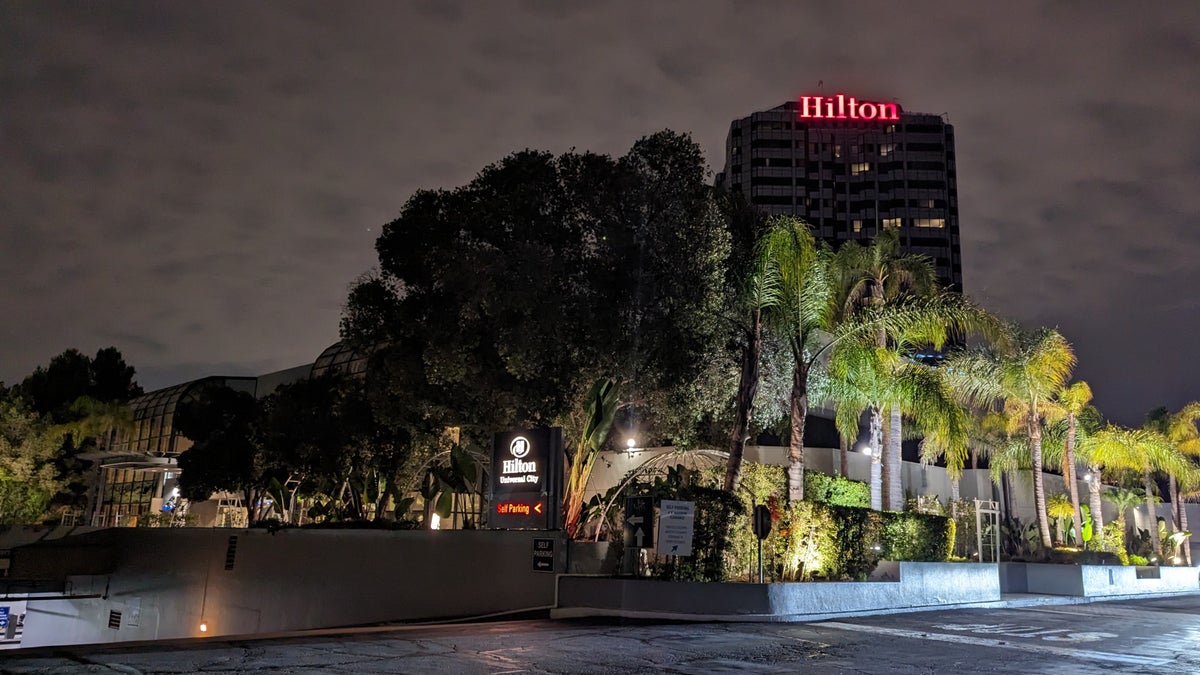 Hilton Los Angeles Universal City self parking garage entrance