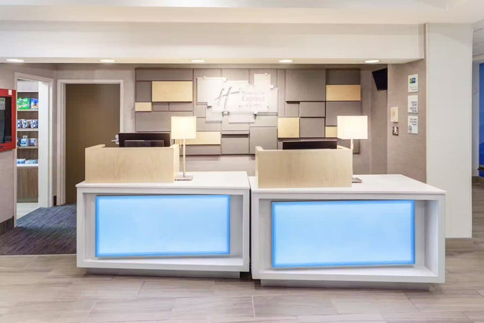Holiday Inn Express and Suites Tilton Lakes Region front desk Holiday Inn Express and Suites Tilton Lakes Region front desk