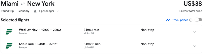 Miami to New York in November