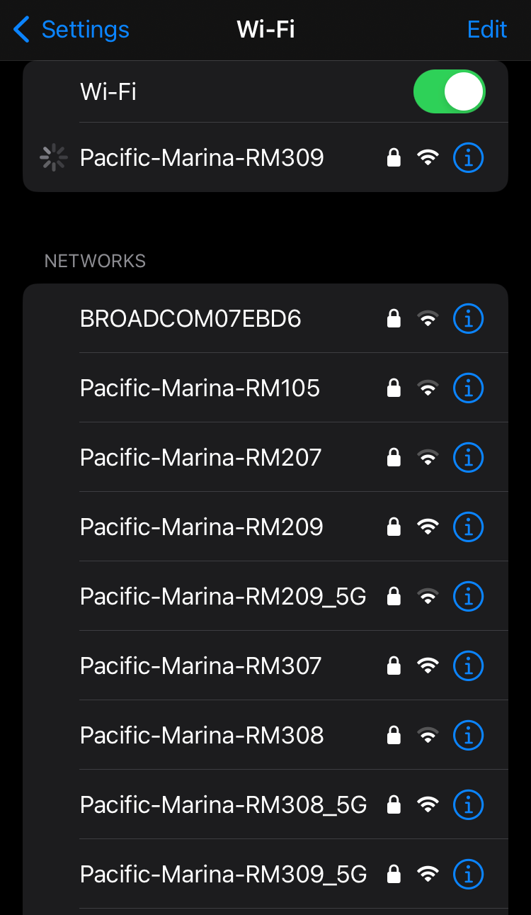 Pacific Marina Inn wifi networks