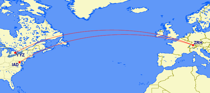 SWISS new route map