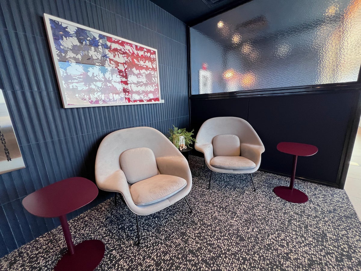 Seating area at Washington Dulles Capital One Lounge