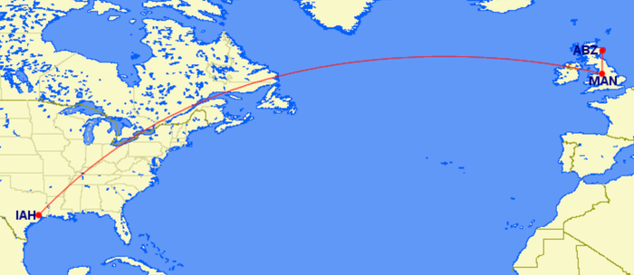 Singapore and Loganair Interline Agreement from Houston to Aberdeen in Scotland