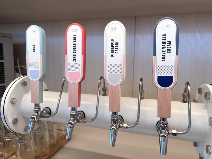 Sodas on tap at Capital One Lounge Dulles Sodas on tap at Capital One Lounge Dulles