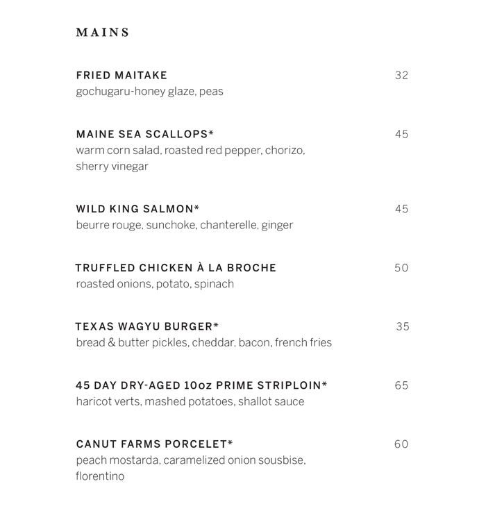 The Studio Centurion NY Main Dishes Menu The Studio Centurion NY Main Dishes Menu