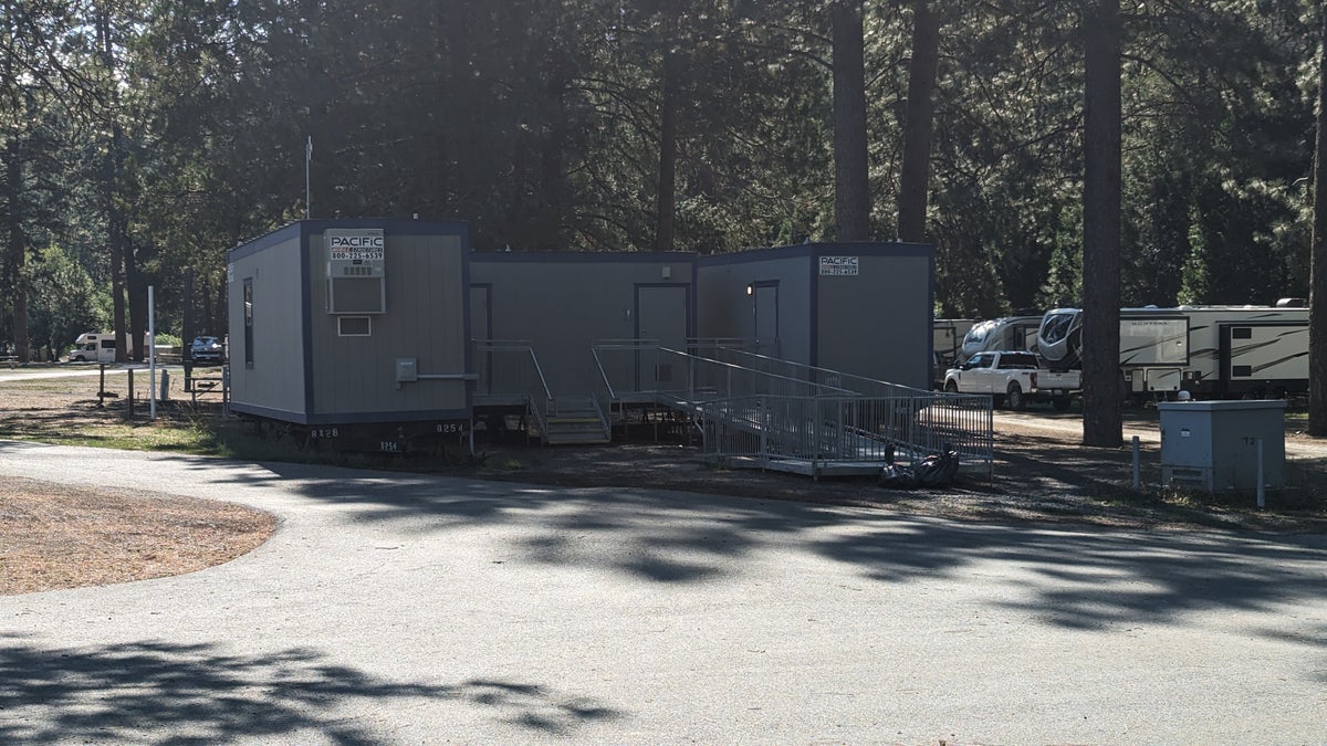 Thousand Trails Yosemite Lakes RV bathroom trailer