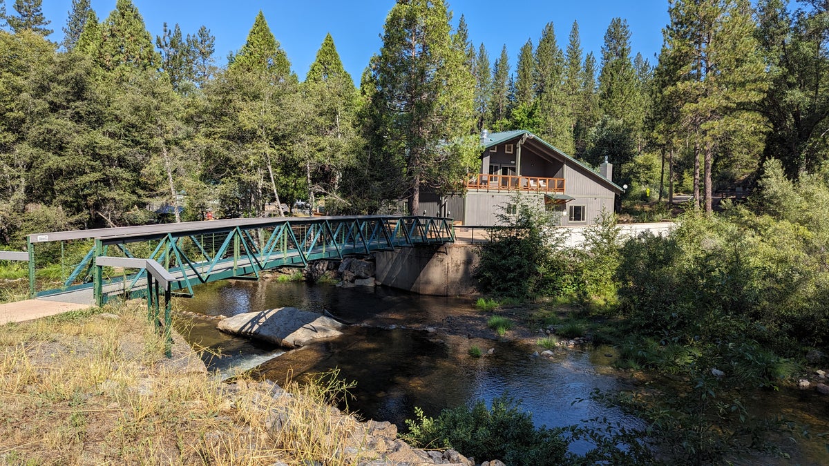 Thousand Trails Yosemite Lakes bridge to the lodge