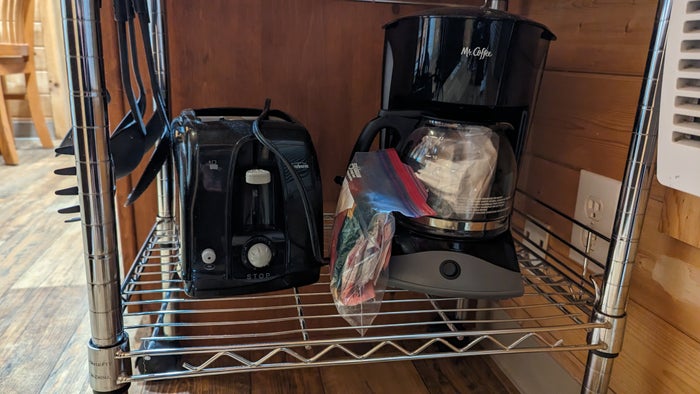 Thousand Trails Yosemite Lakes cabin kitchen small appliances Thousand Trails Yosemite Lakes cabin kitchen small appliances
