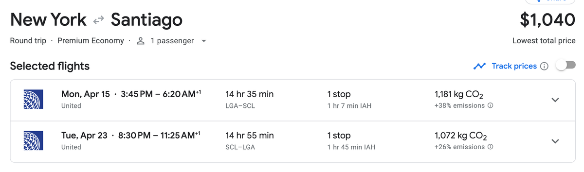 UA Sanitago Premium Economy Deal