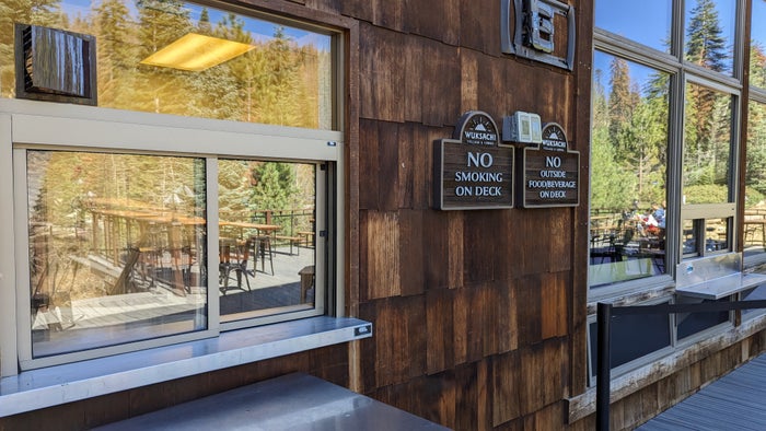 Wuksachi Lodge Sequoia National Park lodge patio pickup window