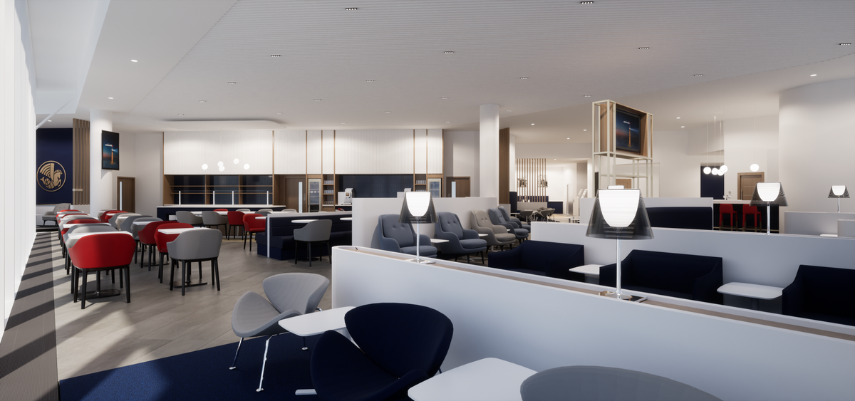 3D rendering of the future Air France lounge at London-Heathrow airport.