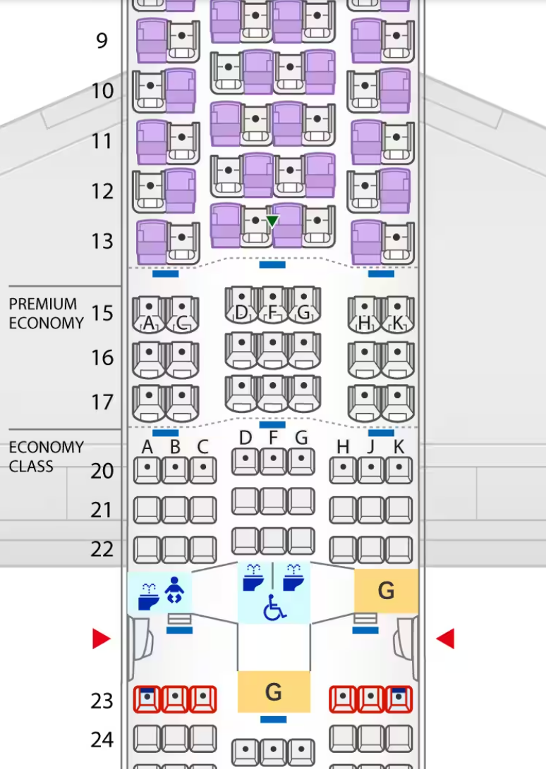ANA 787 9 seat map premium economy